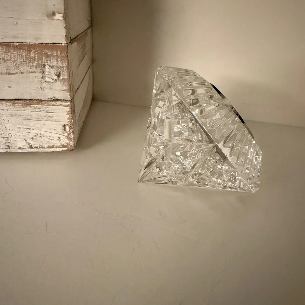 Waterford Crystal Classic Lismore Diamond Shape Desk Clock 3.5